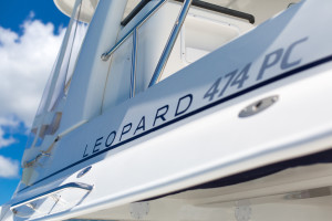 Leopard 47 Power Cat detail show cruising in Barbados